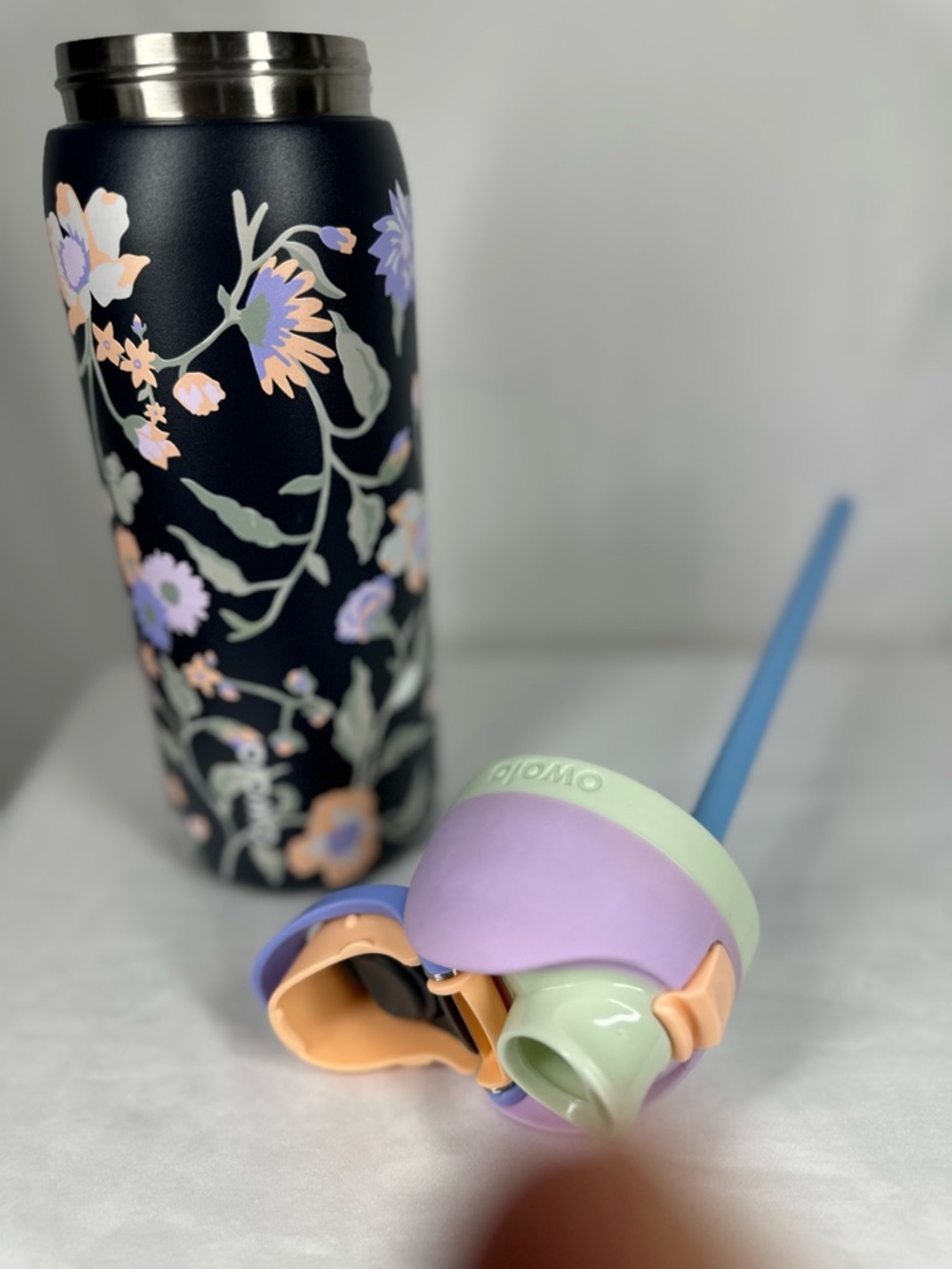 Owala Floral Stainless Water Bottle - Black with Pastel Accents - Picture 6 of 6
